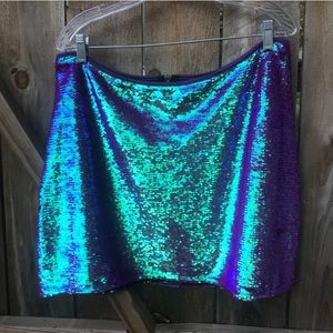 Purple teal sequin skirt